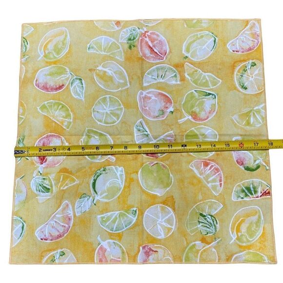 Rose Tree 100% Cotton Cloth Dinner Lemon Lime Fruit Napkins Set of 4 18”x17.5” - Picture 6 of 7